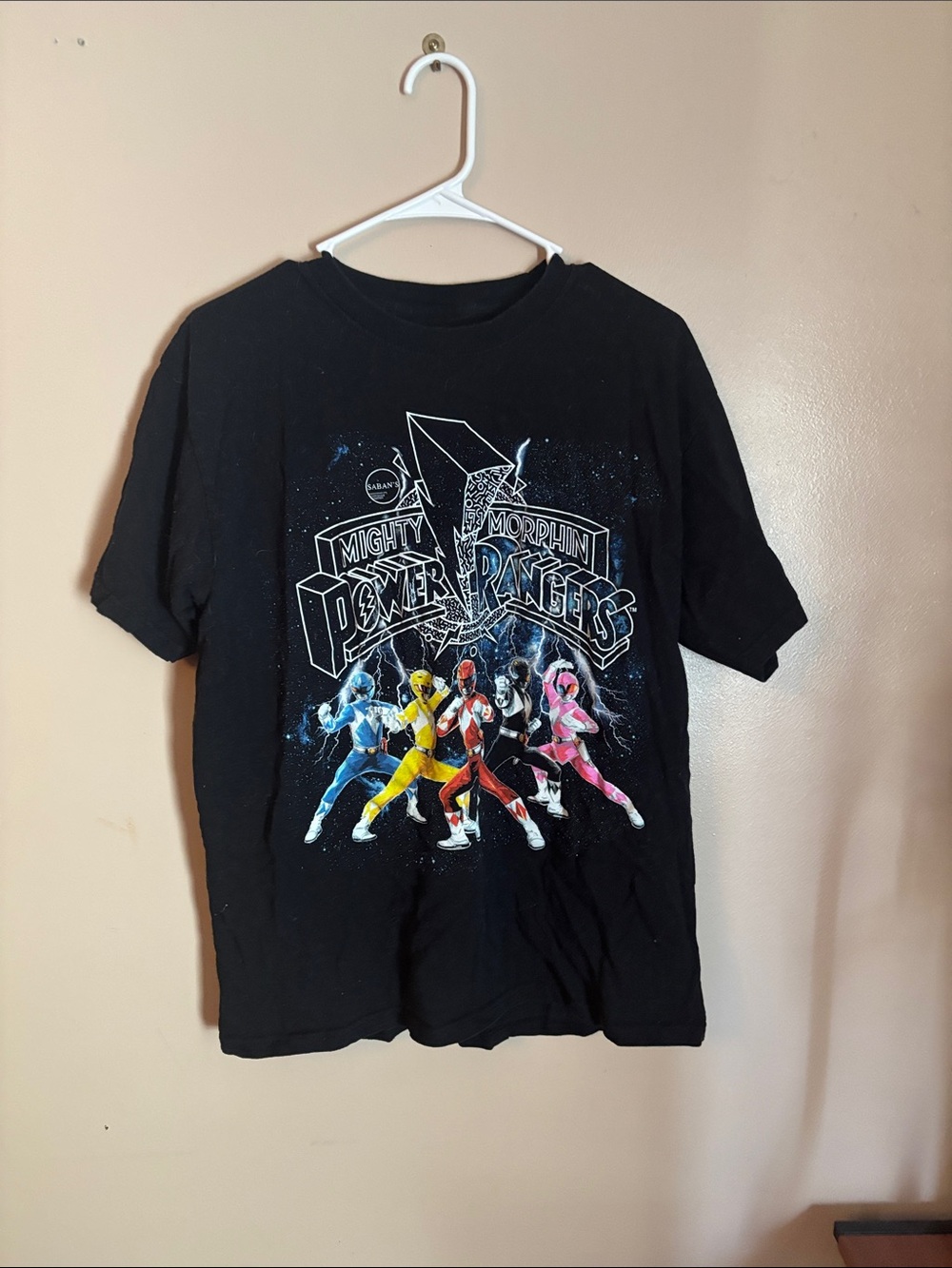 Mighty Morphin Power Rangers Black Graphic Tee - Team Color Print